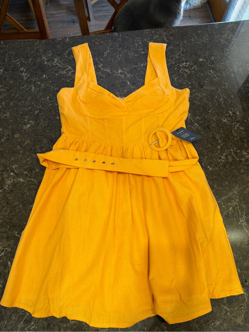 Lulu's Orange Mini Sundress with Belt